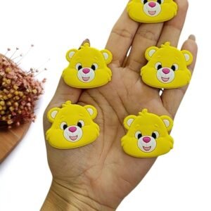 APLIQUE EMBORRACHADO ROSTO URSINHO CARINHOSO AMARELO 3,4 CM C/ 2 UND